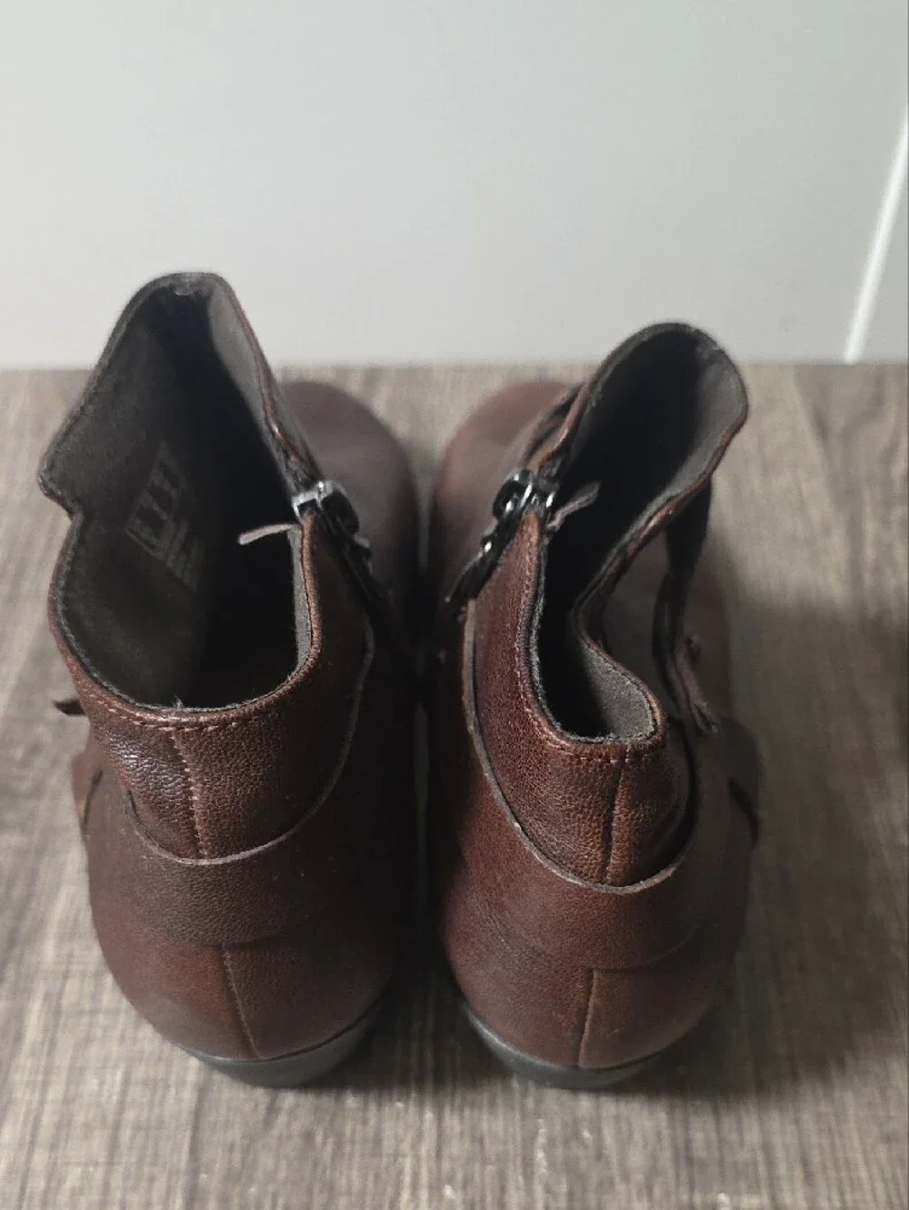 Clarks Dark Brown Leather Ankle Booties with Strap Detail Size 9